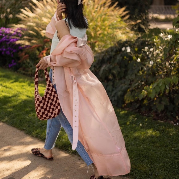100% pink silk trench coat - Picture 2 of 3